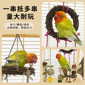 Jouet en <span class=keywords><strong>bois</strong></span> suspendu pour perroquet, pour la <span class=keywords><strong>dentition</strong></span>, l'exercice, soulage l'ennui, <span class=keywords><strong>anneau</strong></span> de balançoire, décoration, ornement de cage à oiseaux - Product Image 4