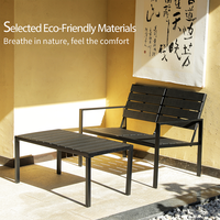 Table de repas d'extérieur Meiqi, plateau moulé par soufflage résistant aux intempéries, structure en alliage d'aluminium, design moderne, empilable pour terrasse