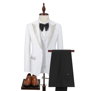 2025 nuovo abito formale da <span class=keywords><strong>uomo</strong></span> a tre pezzi con colletto monopetto strass taglie forti + gilet + pantaloni <span class=keywords><strong>Slim</strong></span> <span class=keywords><strong>Fit</strong></span> <span class=keywords><strong>smoking</strong></span> da sposa - Product Image 1