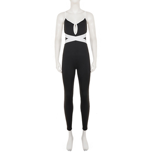 Combinaison moulante sans dos pour femme, style sportif urbain européen, patchwork color block, effet amincissant et définissant la taille, idéale pour le yoga et le Pilates - Product Image 6