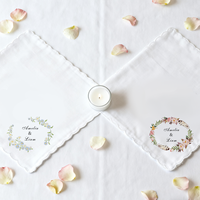 Mouchoir en coton blanc à motifs floraux, serviette de table personnalisée pour mariage, serviette carrée pastorale, décoration de table de fête, cadeau pour la maison