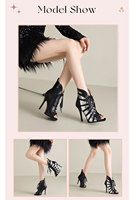 Chaussures à talons hauts noires pour femmes, tendance, jazz, danse latine, streetwear, sexy, bottines à talons aiguilles, grandes tailles 34-43