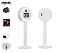Photomaton portable rond en aluminium avec application de contrôle à distance, éclairage LED RVB, angle de caméra inclinable, iPad Photobooth pour fête, mariage