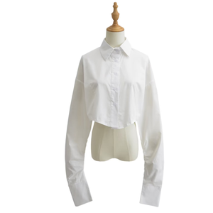 Женская однотонная блузка с отложным воротником - Product Image 2