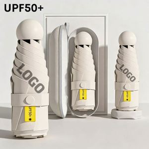 Parapluies portables pliables 5 sections UPF50+ pour voyage, protection UV, idéal pour la pluie et le soleil, promotionnels, cadeaux d'affaires, personnalisables avec logo - Product Image 1