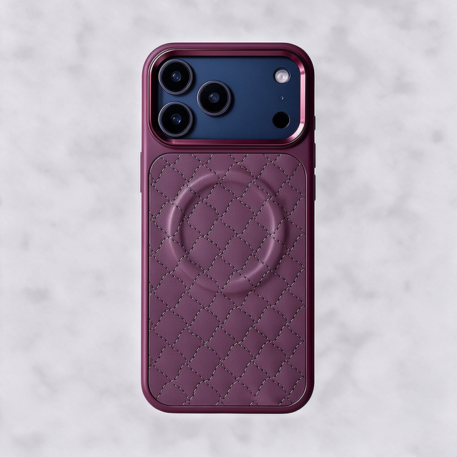 AOERMEI  Quilted 3D Diamond Stitch PU Leather Phone Case with  Camera Lens Protection  for iPhone 18 17 16 15 14 13 12 Pro Max