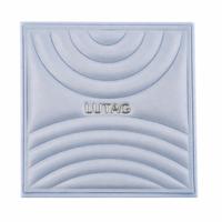 Étui de palette de maquillage écologique rectangulaire bleu clair en similicuir avec couvercle gaufré en feuille d'argent, pour poudre libre cosmétique ABS, OEM 10G