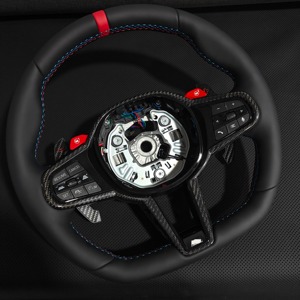 พวงมาลัยหุ้มหนังคาร์บอนไฟเบอร์สำหรับรถ BMW M2 M3 M4 M5 F10 F50 F30 F32 F80 F82 F90 G30 G20 - Product Image 2