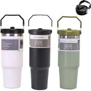 Double-Walled Stainless Steel 30oz <b>Reusable</b> Coffee <b>Cups</b> with Lid Leak-Proof Recyclable Travel Insulated Coffee Mug - Product Image 2