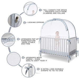 Elegante mosquitera cuadrada de satén con encaje para cuna de bebé, plegable, tipo tienda de campaña, para verano, protectora para dormitorio - Product Image 5