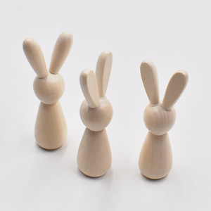 Figurine de lapin en bois réaliste style graffiti Shine Pep SPW-009JJ, petite marionnette pour décoration de Pâques, jouet pour bébé de 2 à 4 ans, unisexe - Product Image 4