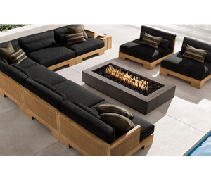 Ensemble de canapé modulaire de mot solide de jardin nordique haut de gamme Villa de plage Table de canapé en teck mobilier d'extérieur - Product Image 1
