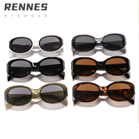 Nouvelles Lunettes de Soleil Rennes Rétro Unisexe à Monture Fine et Ovale, Verres UV400, Matériau PC, Noir, Idéales pour les Vacances d'Été et les Loisirs