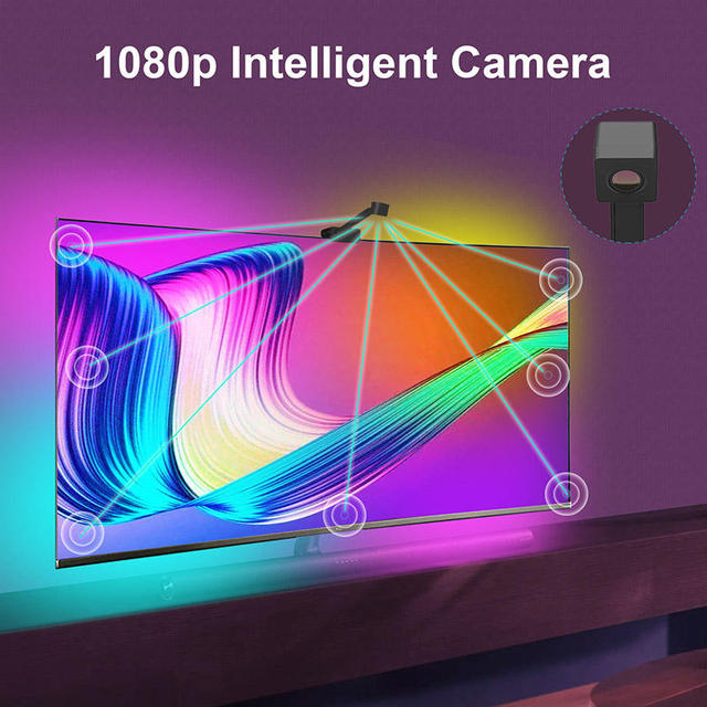 LEDEAST LXG-021 12V 5050 RGBIC Smart LED TV Backlight Tuya App Camera Sync Ambient Lighting Strip for TV Background Decor
