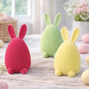 Ornements de lapin et d'œuf de Pâques floqués style Ins pour les fêtes et la décoration de table - Product Image 4