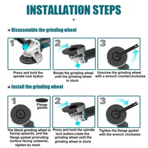 18V Drei-Gang 125mm bürstenloser Winkelschleifer mit zwei Batterien-Ladegerät leistungsstarkes industrielles DIY-Elektrowerkzeug mit Auslöser