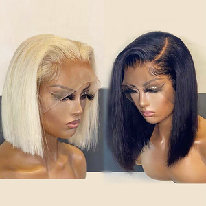 วิกผมบ๊อบสีบลอนด์613ราคาถูกวิกผมแท้จากเปรูวิกผมแท้วิกผมแท้แบบบ๊อบใสวิกผมบ๊อบสั้นผมมนุษย์ลูกไม้ด้านหน้า - Product Image 3