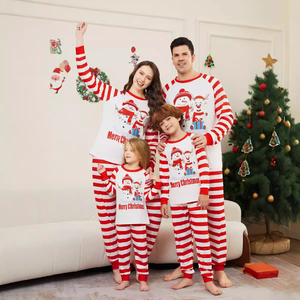 Bomery Novo Inverno Conjunto Térmico De Duas Peças Bonito Dos Desenhos Animados Impresso Natal Sleepwear XL Tamanho Casa Família Pijama Tecido Macio - Product Image 1