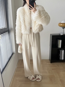 Cappotto Corto con Colletto Rialzato e Bordo in Pelliccia di Volpe, Cappotto in Peluche da Donna per uno Stile Giovanile - Product Image 2