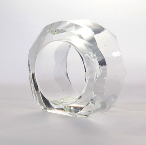 Anneaux de serviette contemporains en verre transparent en forme de fleur, largeur 5 cm, durables pour les événements festifs - Product Image 3