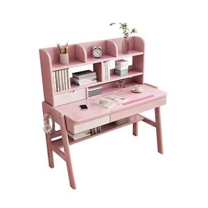 Silla de escritorio de estudio para niños de madera maciza de estilo Popular para estudiantes de escuela en casa, escritorio para niñas con combinación de estantería - Product Image 4
