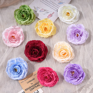 Fleur artificielle en soie en forme de tête de lotus goutte de rosée, pour décorations de mariage DIY, couronnes et ornements, 8 couleurs, moulage par injection - Product Image 1