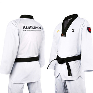 Uniforme deportivo para artes marciales, uniforme de taekwondo, <span class=keywords><strong>TKD</strong></span>, personalizado, dobok, Blanco, Negro, bule, taekwondo - Product Image 1