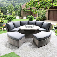 Modernes Design Outdoor-Garten Rattan-Sofa Komfortables Rundes Set mit Höhenverstellbarem Tisch für Innenhöfe & Hotels