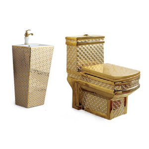 Yida Royal Gold ชุดสุขภัณฑ์เซรามิค inodoros ห้องน้ำและอ่างล้างหน้า WC สีทองหรูหรา - Product Image 2