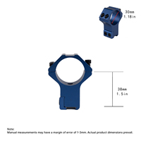 Anneaux de montage en aluminium BANGBANG - 30 mm, fixation à double vis pour rail de 11 mm, hauteur centrale de 1,5 pouce (bleu)