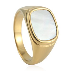 Bague pour homme en or avec pierre noire, sertissage carré géométrique, 24 mm, bijou tendance, cadeau - Product Image 5