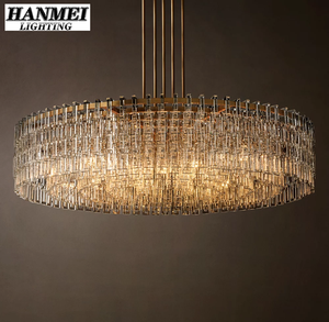 Lustre en cristal de luxe français pour salon haut de gamme, style moderne et simple, réglable, pour villa ou hôtel HM-HR-027, taille moyenne, Lu - Product Image 3