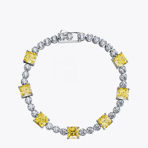 Moda mujer 925 plata esterlina moissanita joyería chapado en oro Amarillo Blanco piedra preciosa diamante pulsera perla piedra collares - Product Image 4