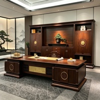 LBZ-308X Nouveau bureau de direction en bois noir et or de style chinois haut de gamme avec armoire latérale et chaise, personnalisation possible