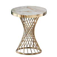 Table moderne en marbre, Design à la mode, table basse blanche, cadre doré