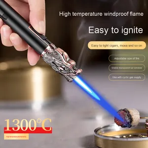 <span class=keywords><strong>Briquet</strong></span> d'allumage en métal coupe-vent direct créatif Conception de pistolet de pulvérisation à soulagement tridimensionnel pour la moxibustion de cigares de fête - Product Image 1