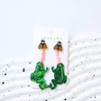 Pendientes Colgantes de Rana Adorables, Acrílicos, con Diseño de Cigüeña y Libélula, de Dibujos Animados, con Gancho, Joyería, Regalos para Mujeres y Niñas