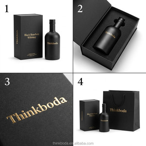 Coffret de rangement carré en obsidienne noire opaque pour flacon de spiritueux 500 ml, pot de stockage d'alcool <span class=keywords><strong>Tequila</strong></span> avec couvercle de base - Product Image 3
