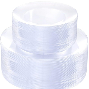 Assiettes à dessert en plastique tendance de haute qualité <span class=keywords><strong>Assiette</strong></span> <span class=keywords><strong>jetable</strong></span> réutilisable robuste Assiettes de fête de mariage noires allant au micro-ondes - Product Image 2