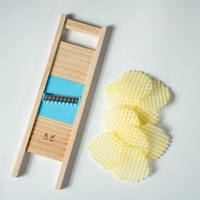 Mandoline artisanale en bois massif avec lames en acier inoxydable pour coupes en gaufres et en grille, robot culinaire manuel facile à nettoyer