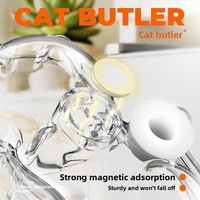 Boîte à souvenirs pour poils d'animaux, joli conteneur de rangement créatif en forme de chat pour poils et moustaches de chaton, aimant de réfrigérateur transparent MGJ829