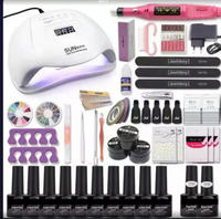 Kit de vernis à ongles en gel avec lampe UV 120W, sécheuse à ongles, couche de finition, décorations pour ongles, outils de manucure