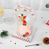 Boîte à dessert en PET de qualité alimentaire, forme unique, gaufrage, boîte à gâteau en forme d'arbre de Noël pour gâteau au fromage, anniversaire