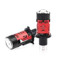 AILECAR HL50 H4 Mini projecteur LED à lentille, solénoïde rouge 12V 45W/50W 7500-9000LM 6300K, faisceau haut et bas, coupure claire