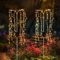 Lumières solaires extérieures de jardin d'IP65 100 LED feux d'artifice étanches pour des décorations de fête de pelouse de cour de villa 8 Modes lumières de pieu solaires