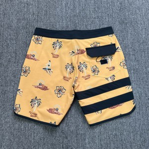 Shorts de bain pour hommes à séchage rapide avec cordon de serrage, imprimé floral et bande latérale, style décontracté - Product Image 2