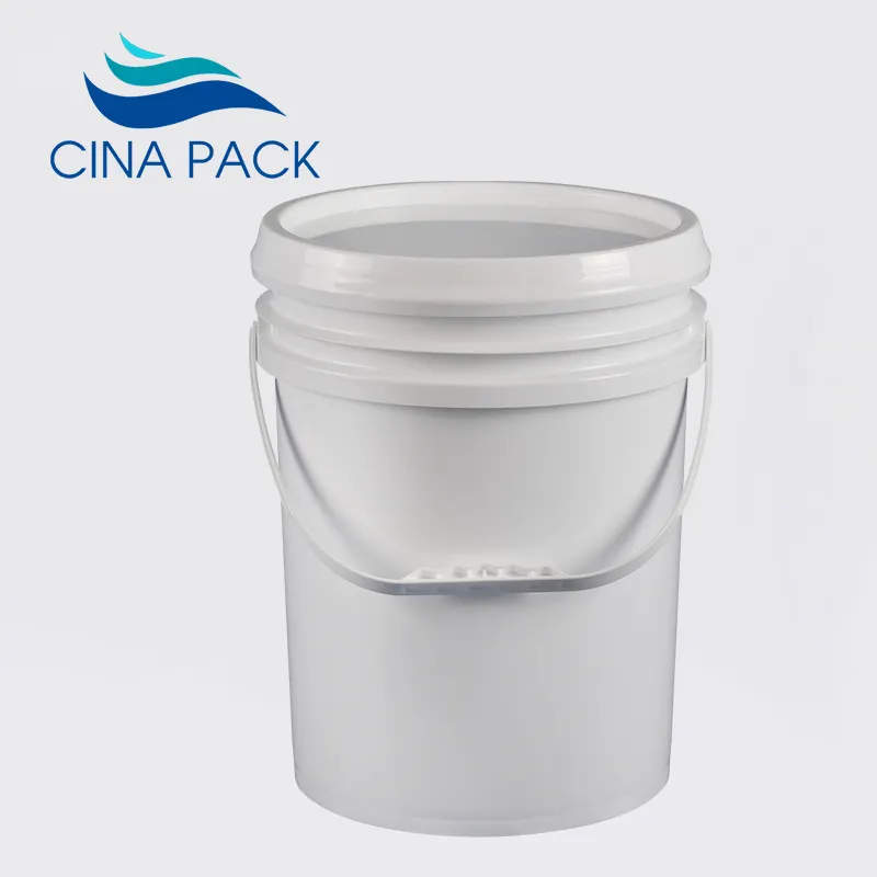 White 5 Gallon Bucket with Wire Handle and Choice of White or Colored Seal Lid or Spout Seal Lid