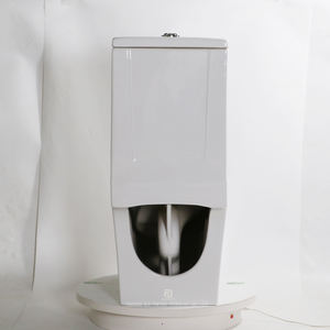 Cuvette de toilette carrée en céramique moderne, WC monobloc à siphon, double chasse, à poser au sol, pour salle de bain - Product Image 4