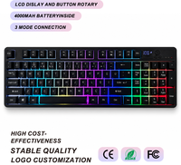 Clavier à membrane sans fil 86 touches 3 modes, rétroéclairage LED, écran LCD, bouton rotatif, 4000 mAh, touches dégradées, USB-C, anti-ghosting 19 touches