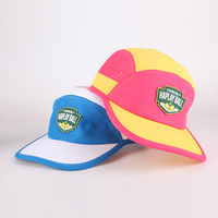 Topi Lari Trail Ringan Cepat Kering dengan Lubang Ventilasi Samping, Potongan Laser Khusus, Patch PVC, 5 Panel, untuk Olahraga Luar Ruangan